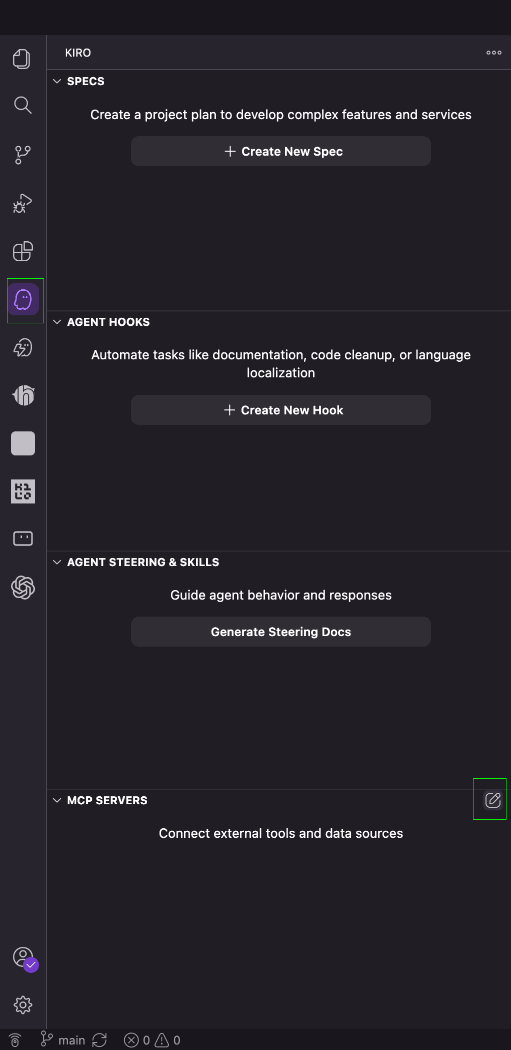 Kiro setup step 1